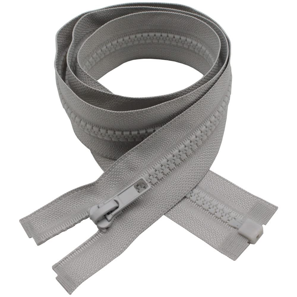 2PCS #5 27" Separating Jacket Zippers Grey Molded Plastic Bulk DIY Sewing