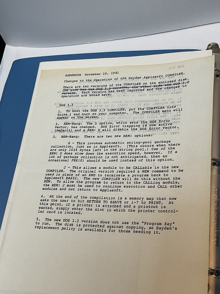 Vintage Apple II Software Hayden AppleSoft Compiler