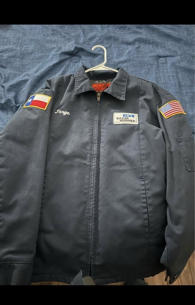 Baker Hughes Black Work Jacket with Texas, US Flag & Name Patches