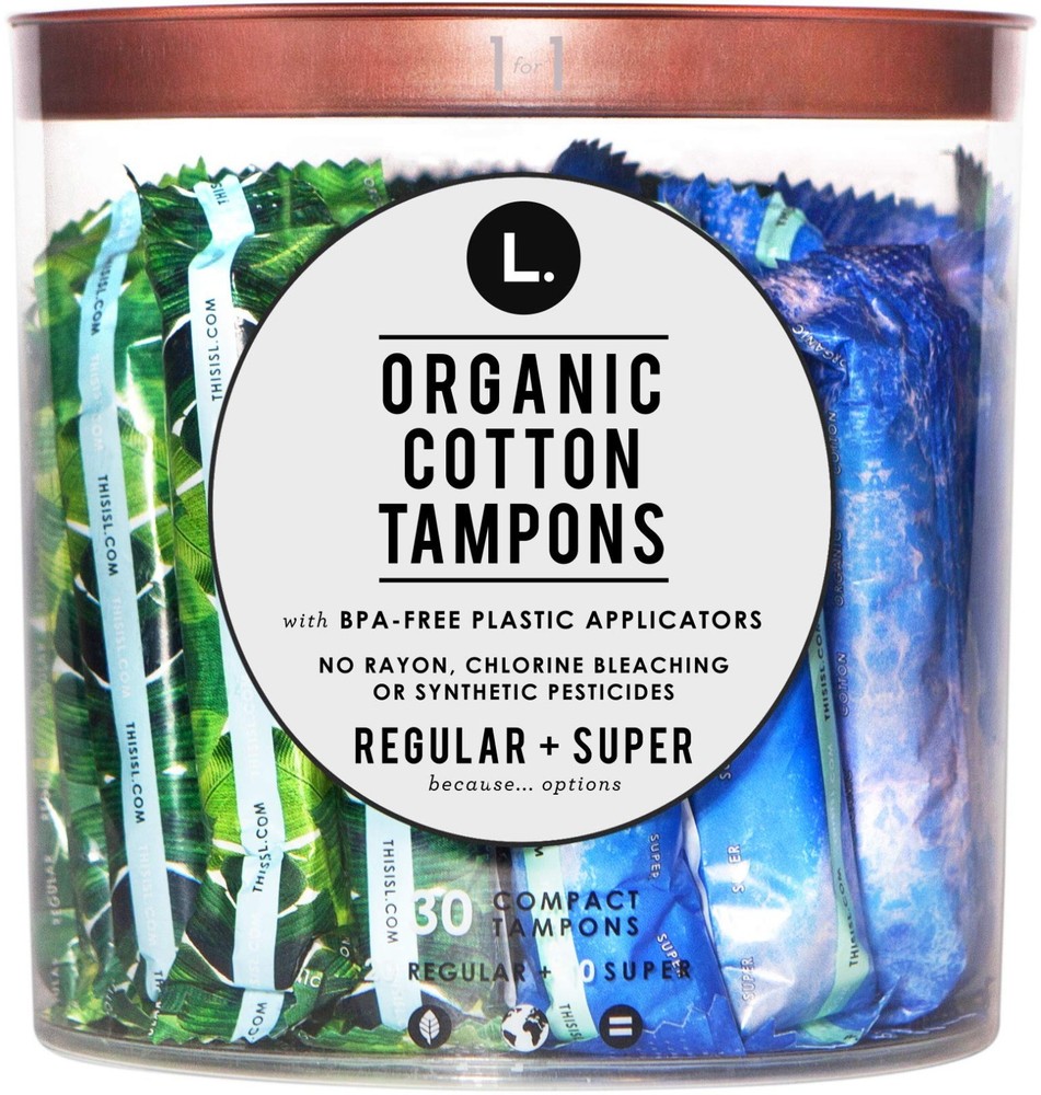 L. Organic Cotton Tampons Regular/Super Absorbency Duo Pack, 30 Ct