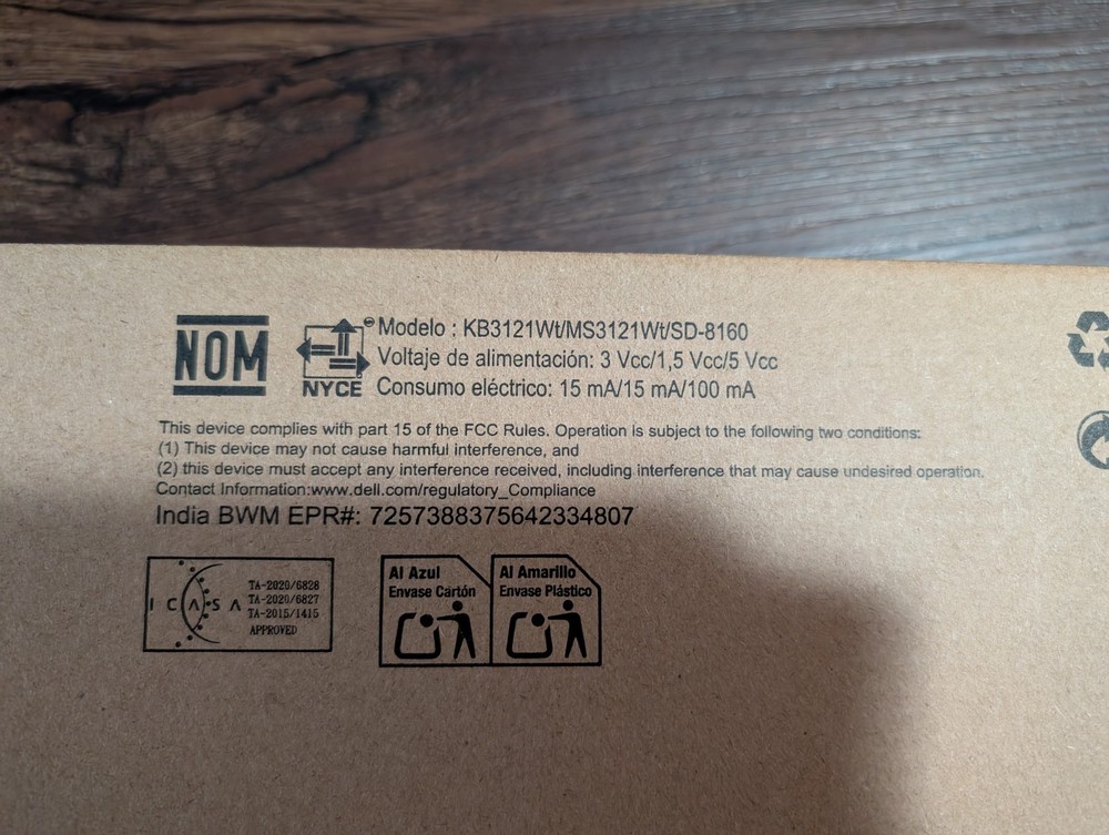 NEW Dell Pro KB3121Wt Wireless Keyboard & Mouse Combo - Black