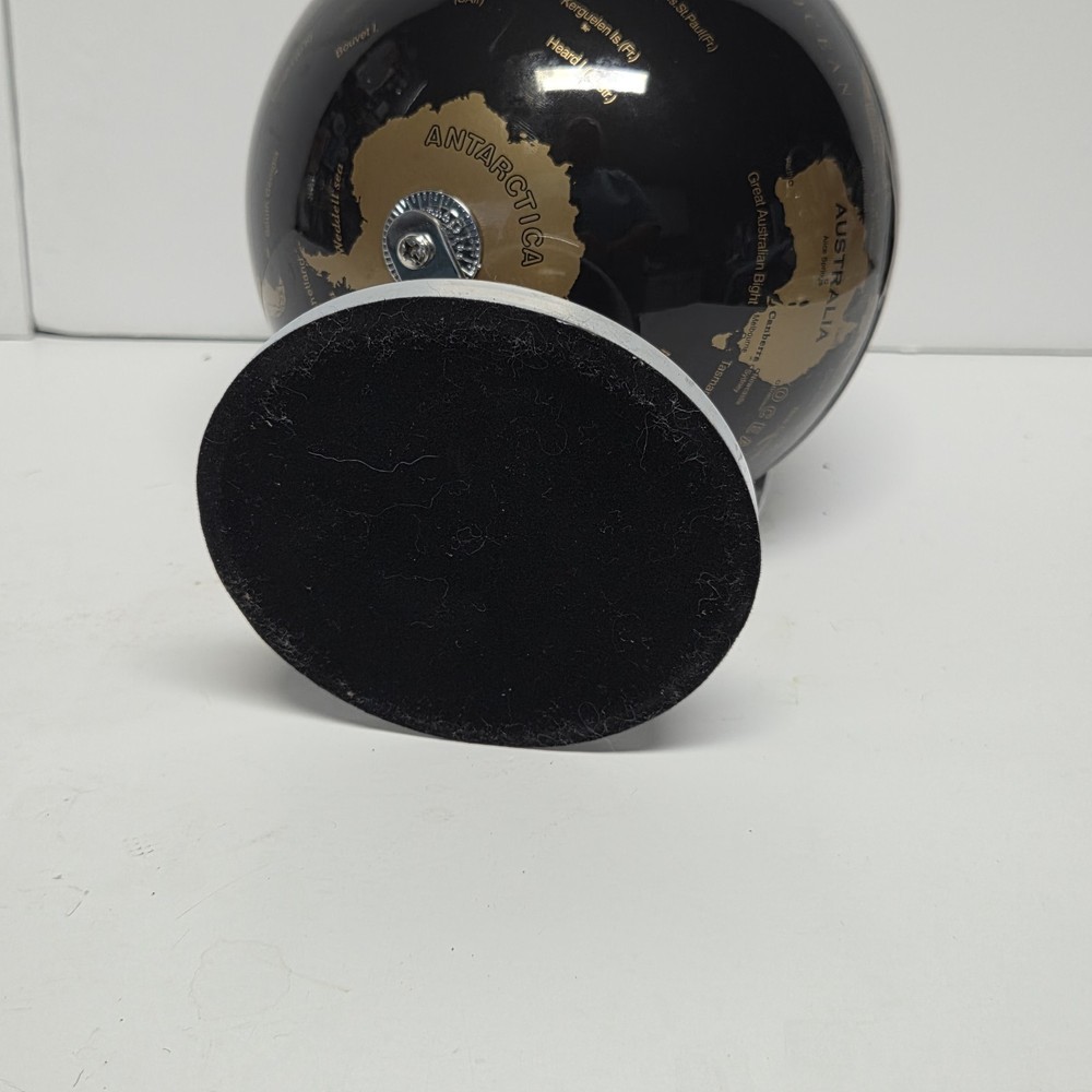 Decorative World Globe 7" Black with Gold Continents Tabletop