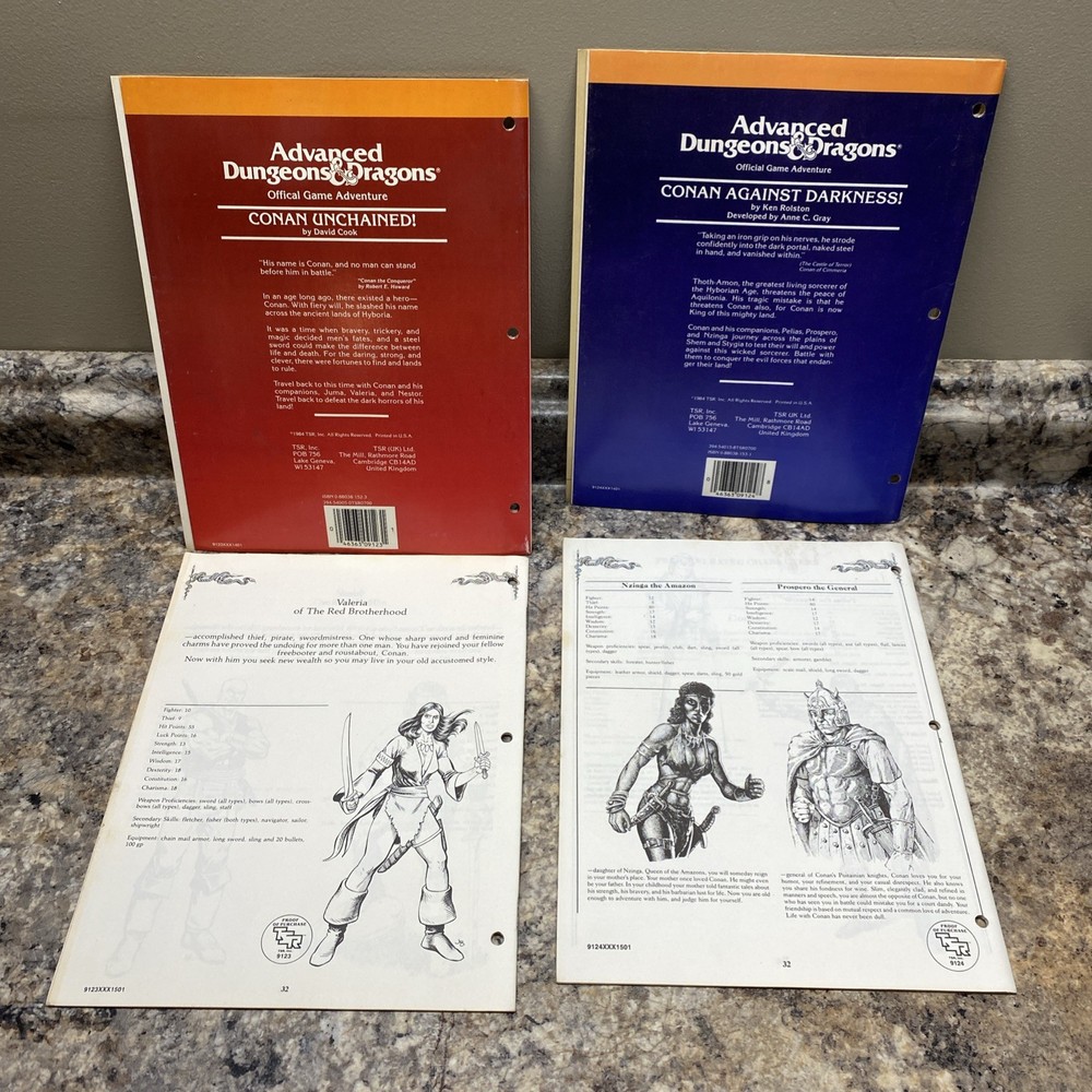 AD&D 1st Edition CB1 CB2 Conan Module Set Complete Unchained! Against Darkness!