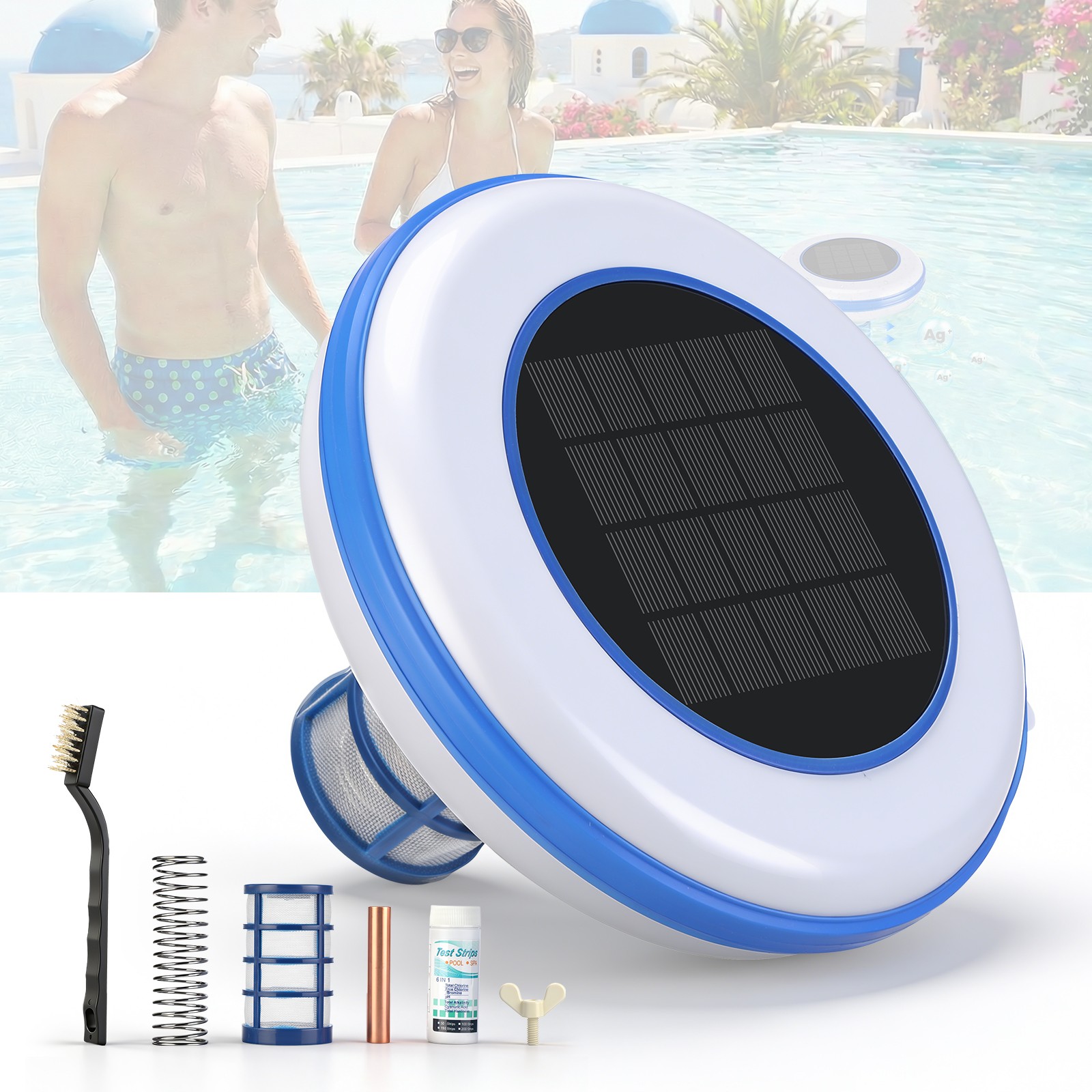 Solar Pool Ionizer Chlorine-Free Water Purifier & Algae Cleaner Up to 35,000 Gal