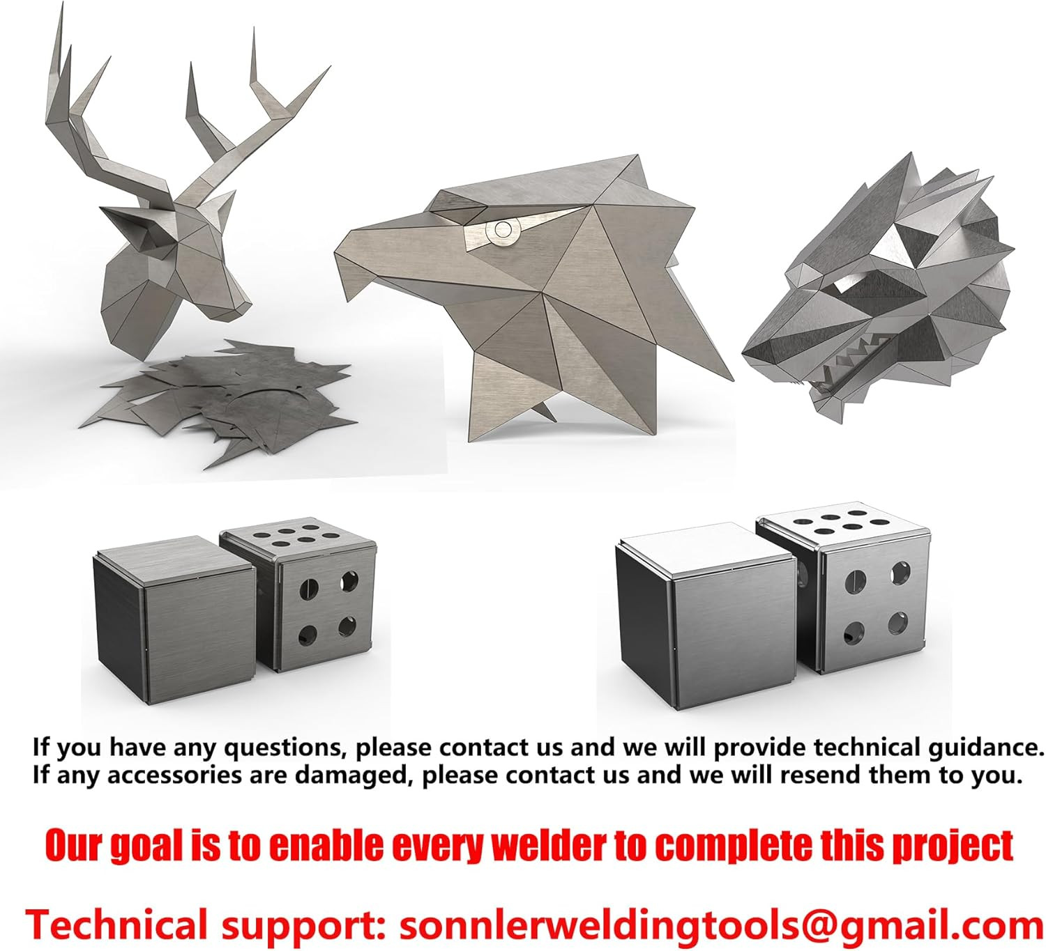 Dire Wolf Head Welding Kit for Beginners Practice,201 Stainless Steel Welding Co