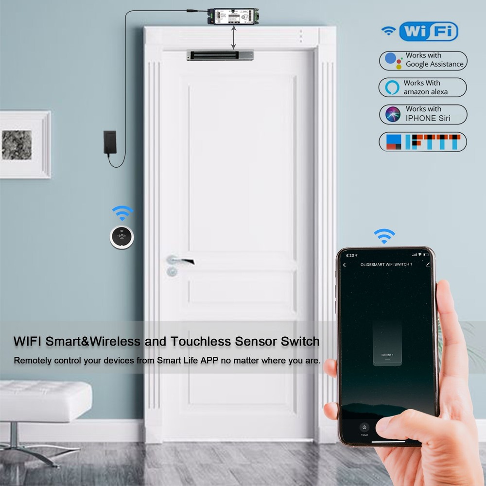 WiFi Access Control Magnetic Lock System with Round Touchless Button and Bracket