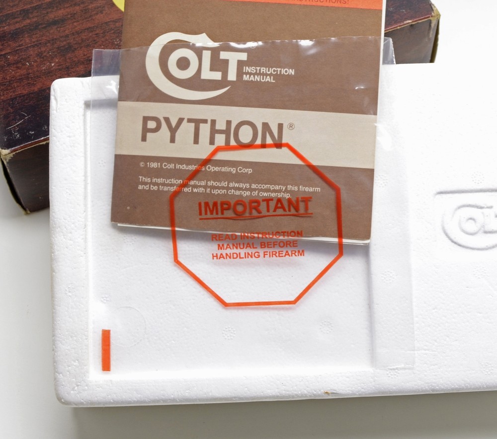 Colt Python Anaconda Diamondback 1911 Plastic Manual Sleeve