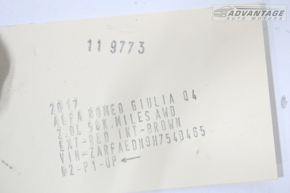 2017-2021 ALFA ROMEO GIULIA AWD TRANSMISSION TRANSFER CASE CONTROL MODULE OEM