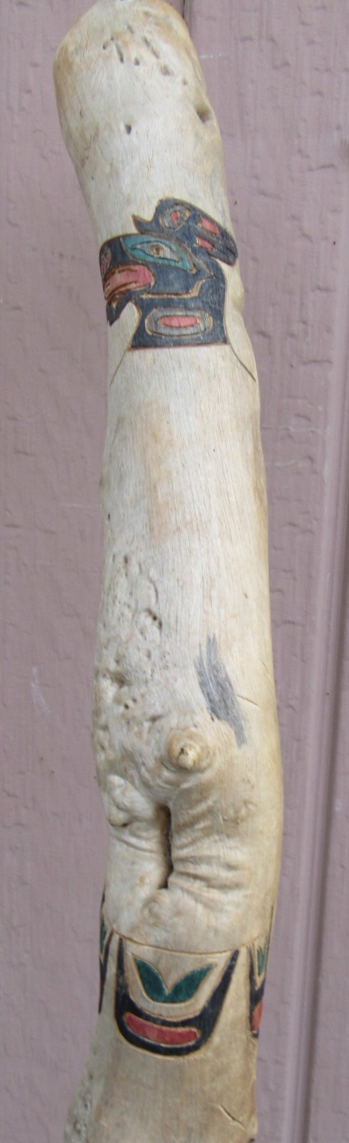 Northwest Coast Hand Carved SHAMAN Totem Walking Talking Stick Cane Pole STAFF