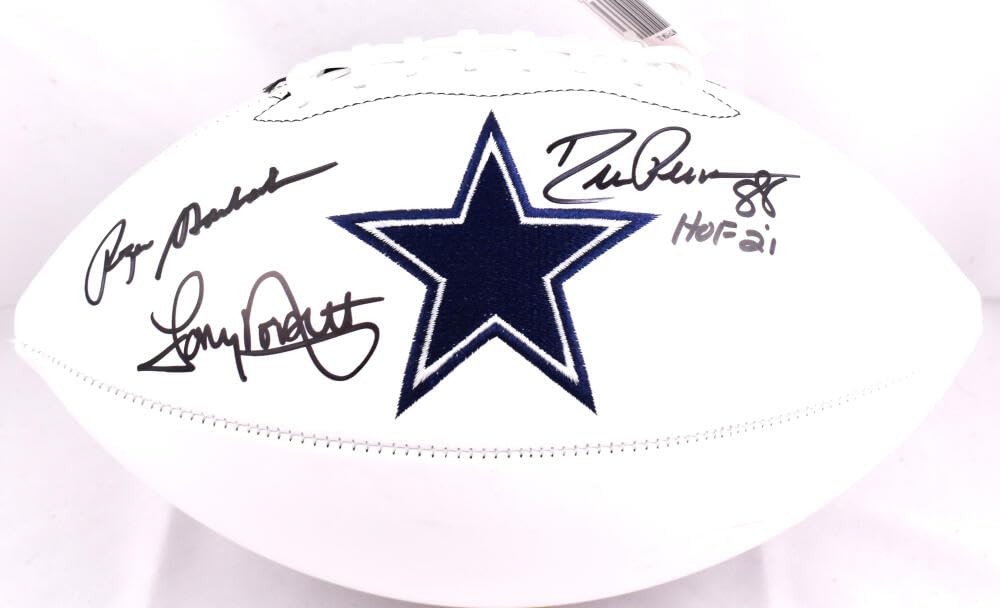 Dorsett/Staubach/Pearson Signed Dallas Cowboys Logo Football-Beckett W Holo