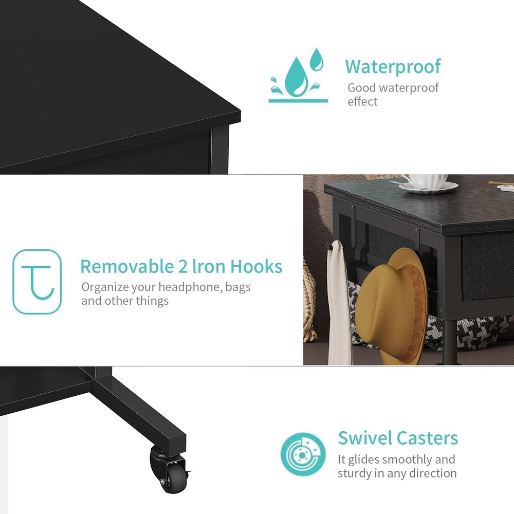 Small Portable Rolling Standing Desk - 32 Inch Adjustable Mobile Stand Up
