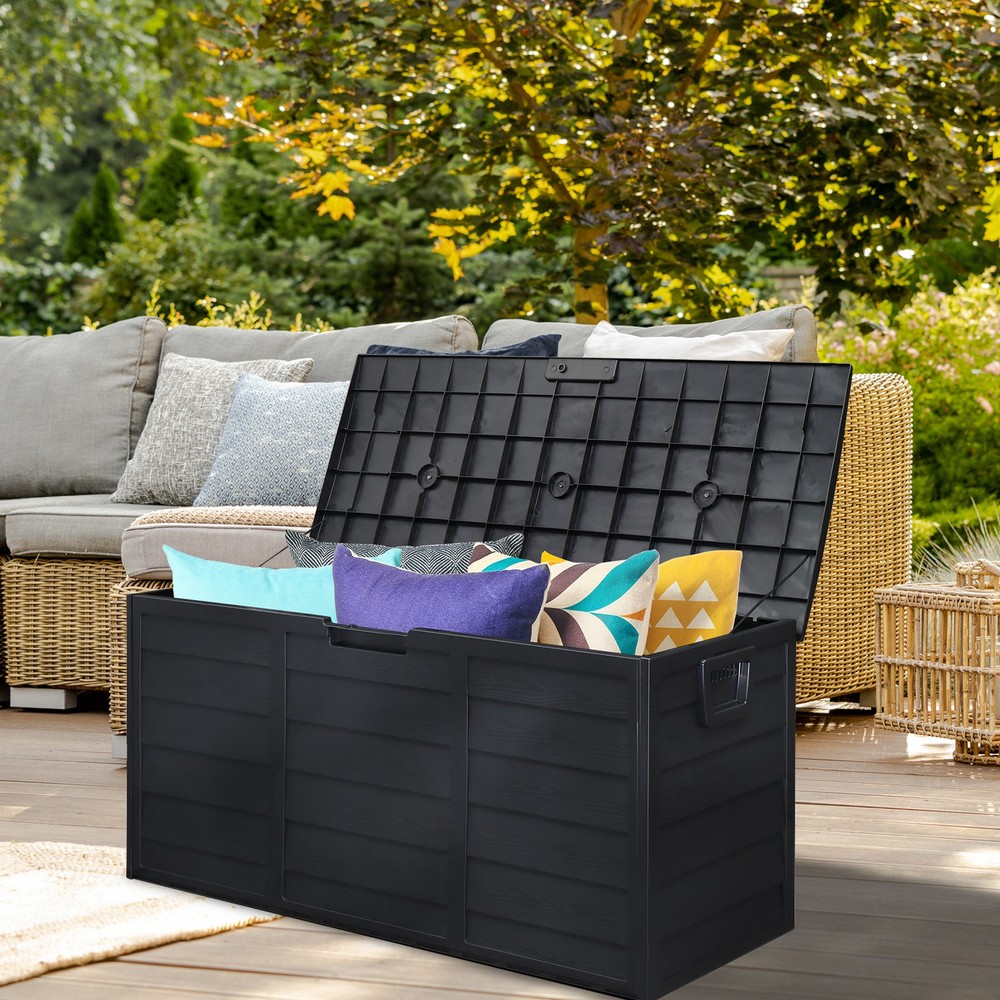 75 Gallon (280L) Outdoor Deck Storage Box,Lockable Bench Seat,Weatherproof,Black