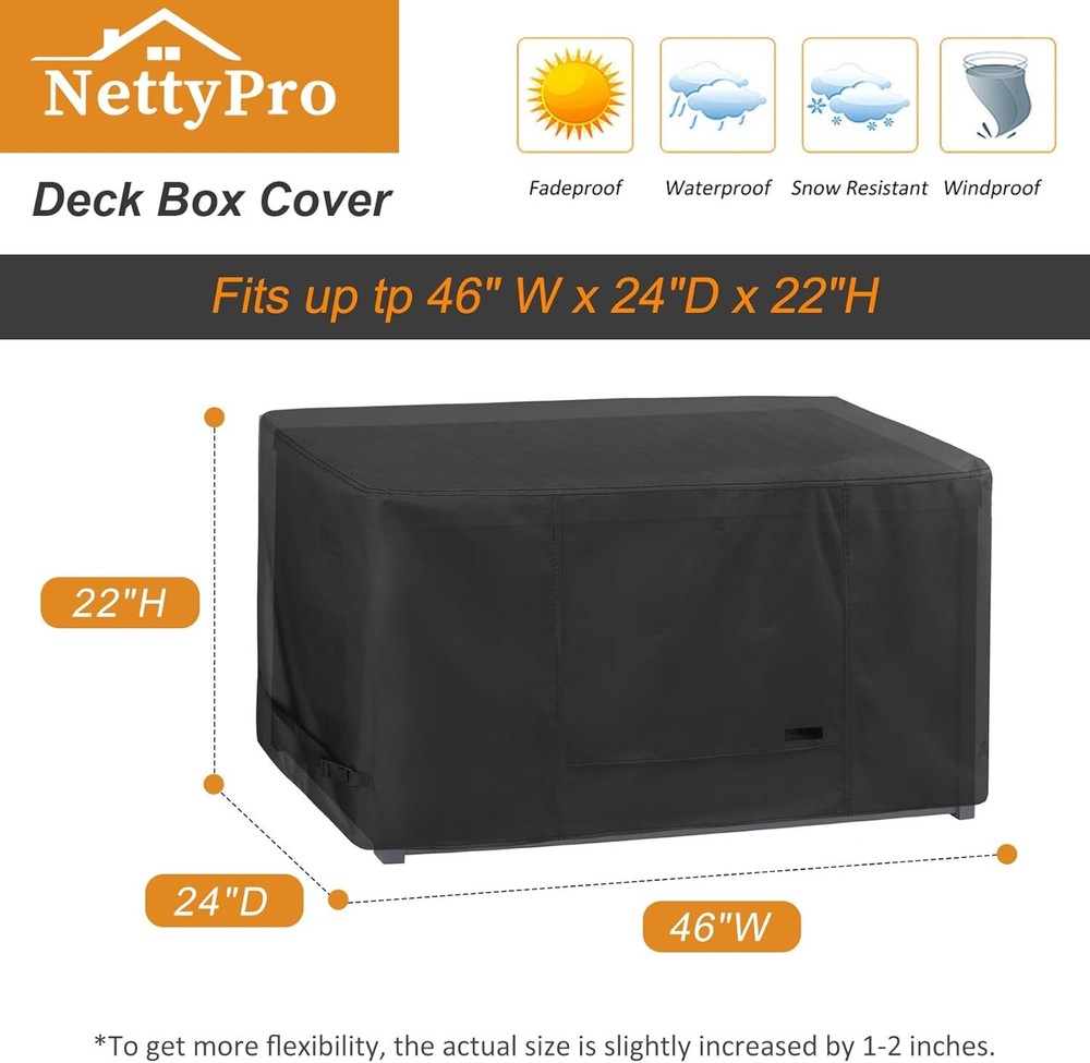 Deck Box Cover Outdoor Waterproof Storage Bench Cover for Rectangular Deck Box
