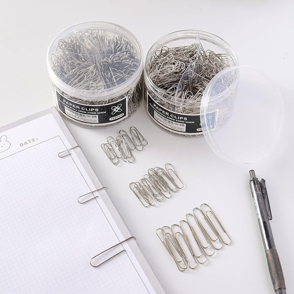Assorted Large Paper Clips - 700 Pieces in Various Sizes