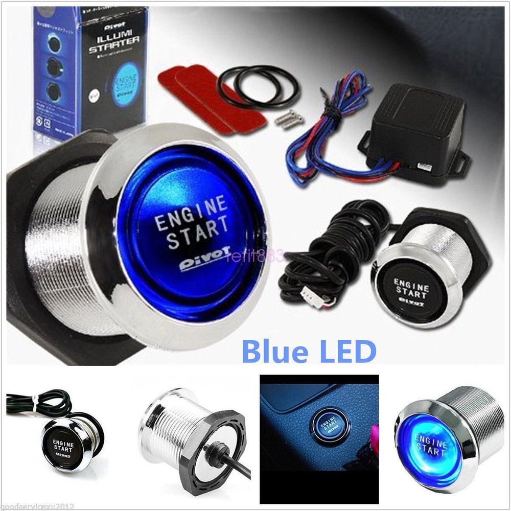Car SUV Keyless Engine Ignition Power Switch Blue LED Light Starter Push Button