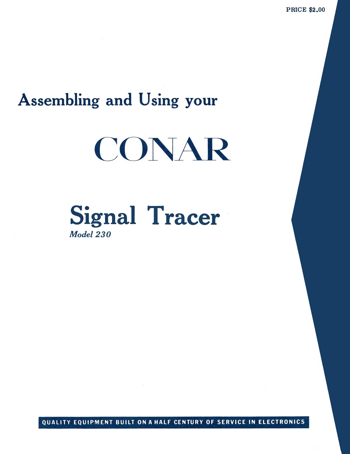 Conar Model 230 Signal Tracer Assembly Operating Manual
