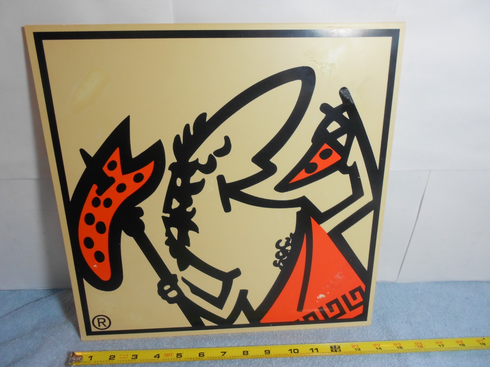 VINTAGE ORIGINAL LITTLE CAESARS PIZZA 14 x 14 in PLASTIC ADVERTISING SIGN - X132