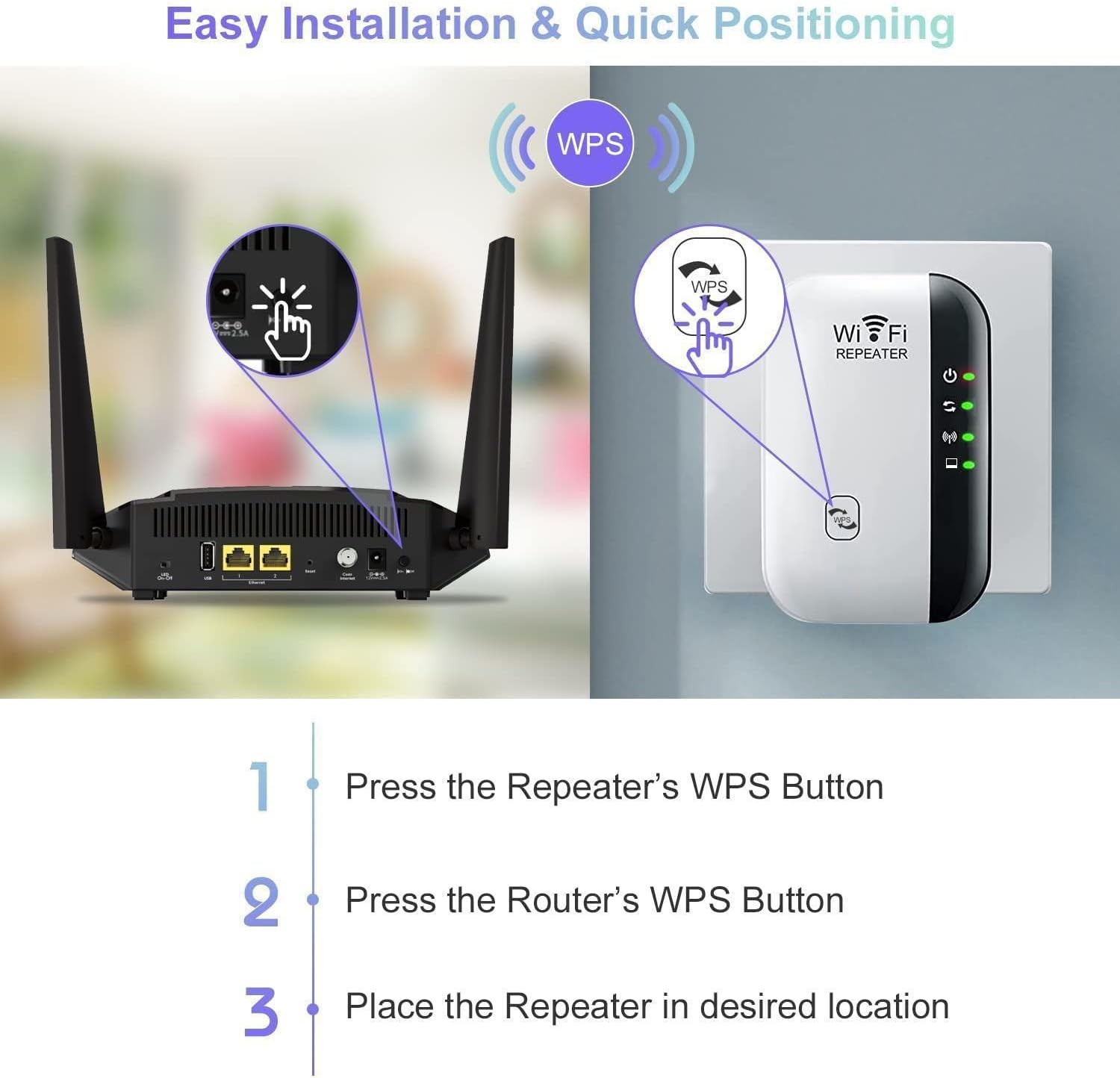 WiFi Range Extender Internet Booster Wireless Signal Repeater Wireless Amplifier