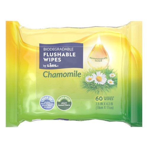 biodegradable flushable wipes, chamomile (3 pack)