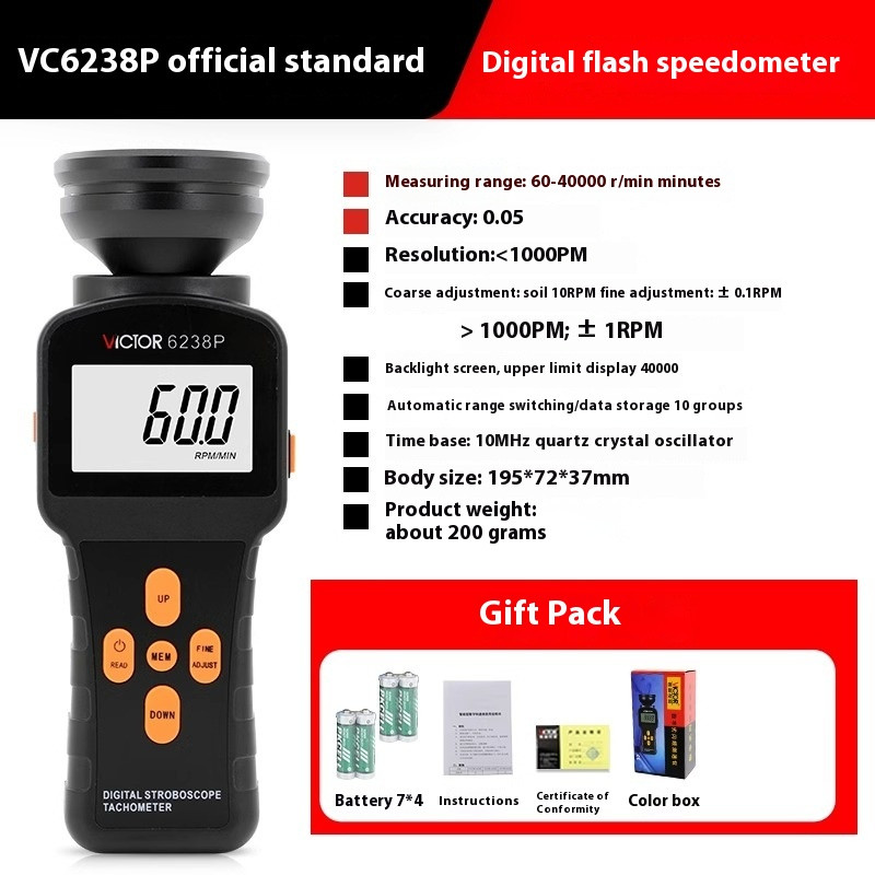 Digital Flash Tachometer Tachometer Minute Flash Tachometer with Backlighting