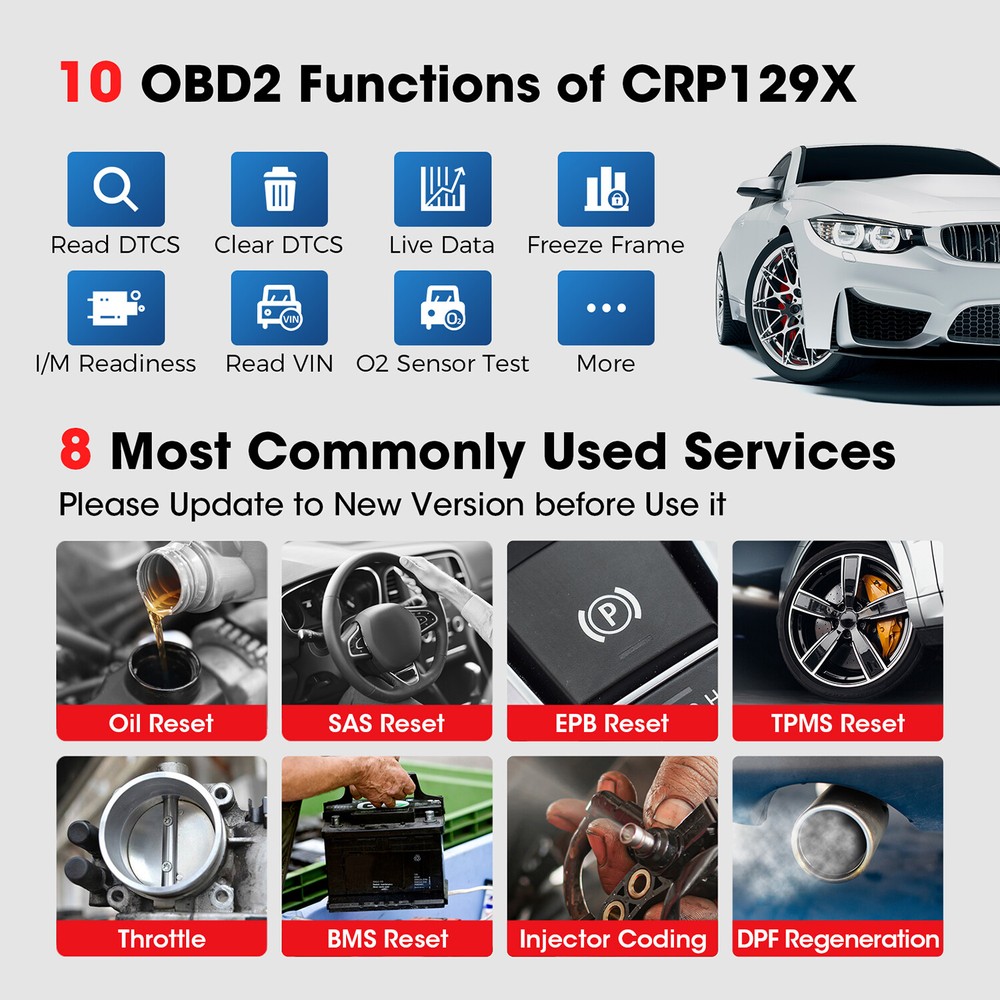 LAUNCH CRP129X OBD2 Scanner Car Diagnostic Tool Engine ABS SRS TPMS EPB SAS DPF