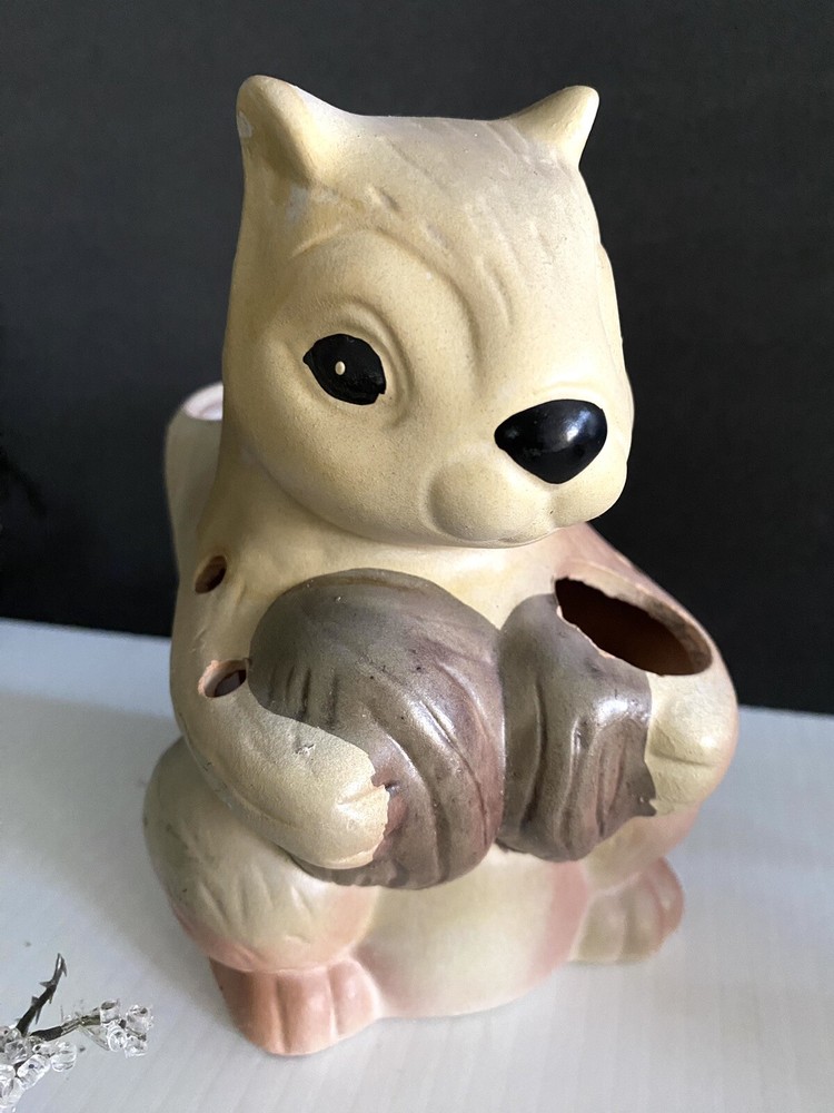 Nutcracker Squirrel Figurine & Pick Holder Picks And Nut Crackers Vtg Decor Read