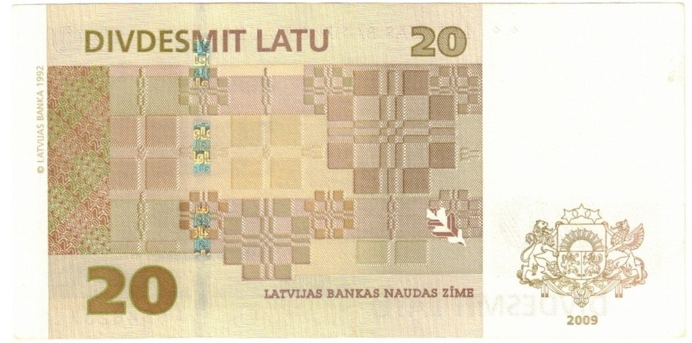 Latvia 20 Latu 2009 EF/aUNC