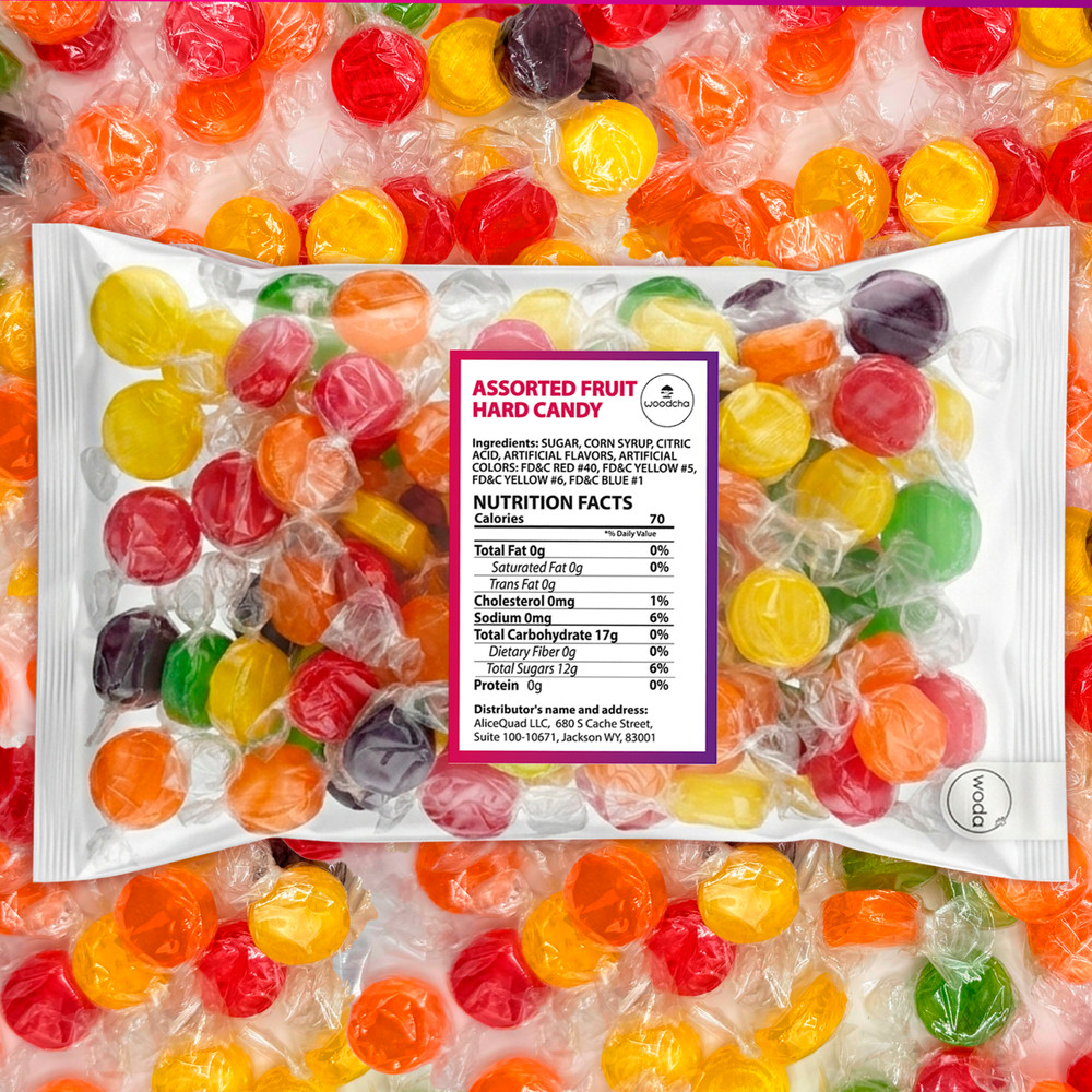 Assorted Fruit Hard Candy, 90 Pcs Individually Wrapped Fruit Drops – Bulk 16 oz