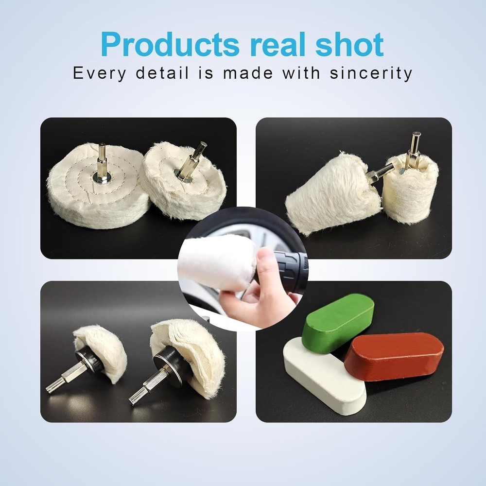 6 Drill Buffing Wheels and 3 Polishing Compounds, Multi-Specification Wheel Kit