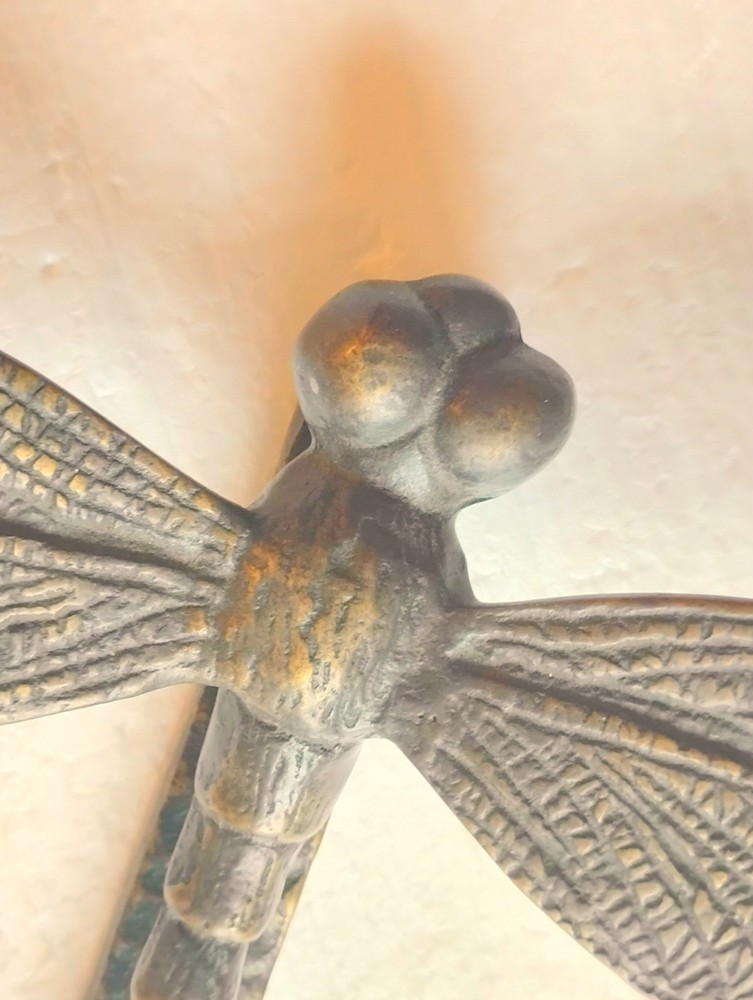 Vintage Large Solid Brass Dragonfly Door Knocker 8.5 Inch Wing Span