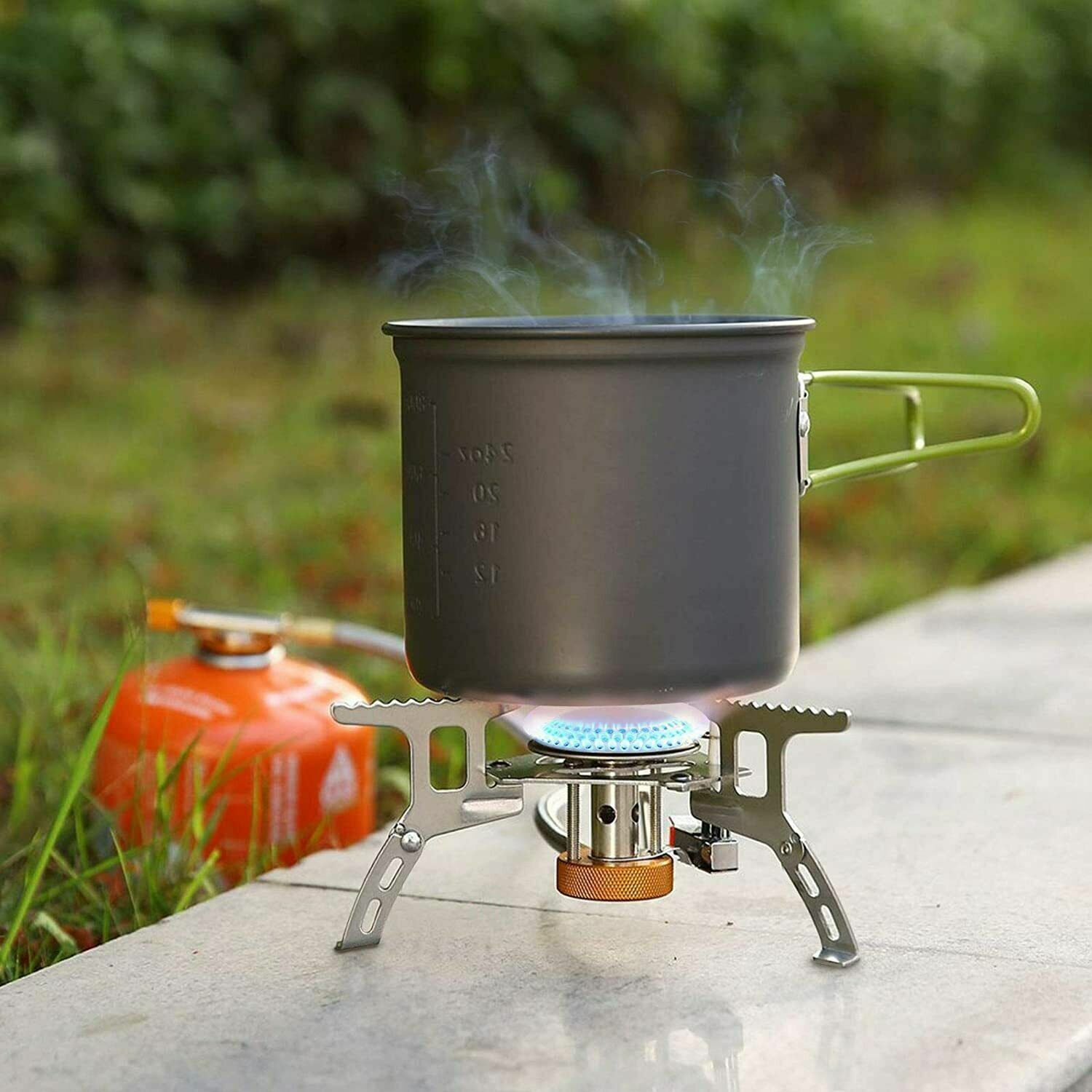 Butane Propane Burner Portable Gas Camping Stove w/Adapter Outdoor Hiking Picnic