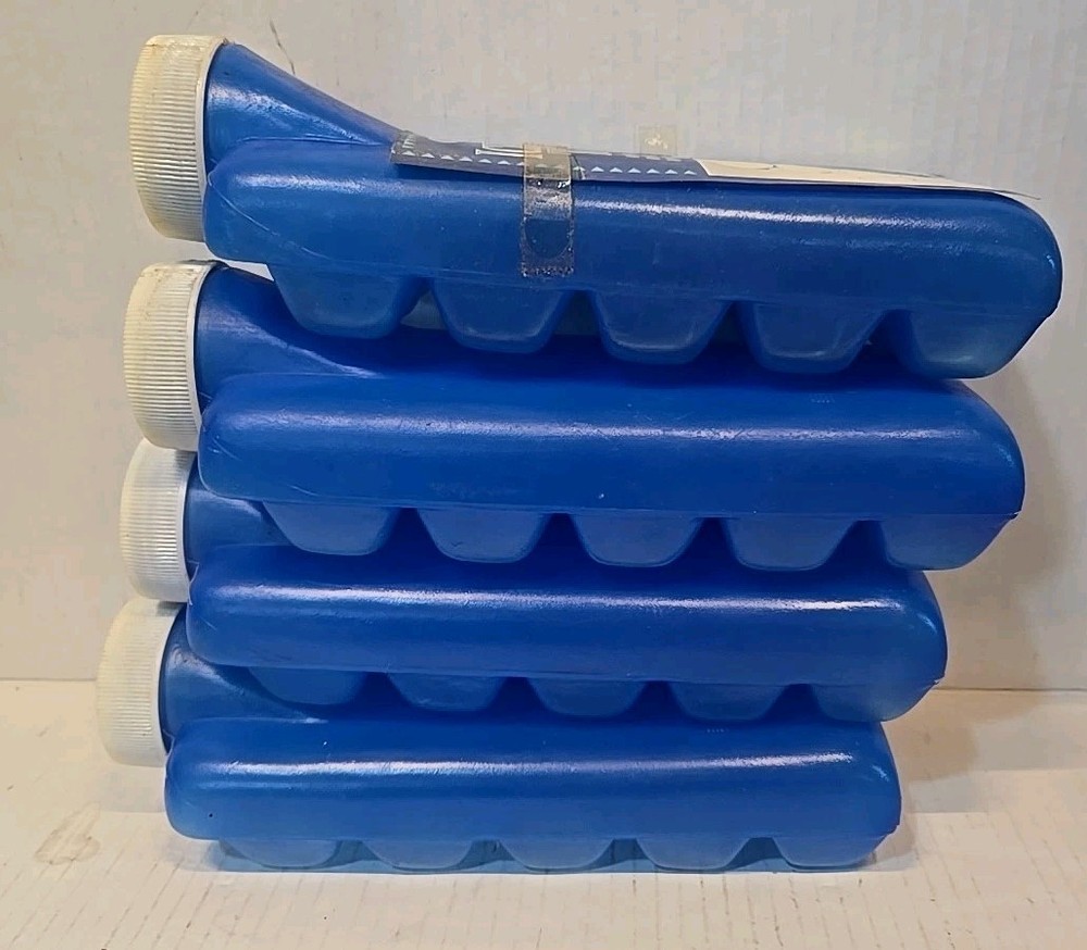 4 Pack Vintage Blue Ice Cube Trays Tray With Lid Closeable Cooler Stackable
