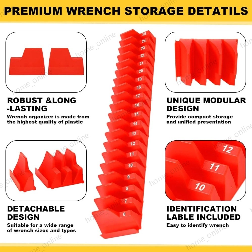 80x Magnetic Modular Wrench Organizer Compact Tool Storage Slots hold Tools SAE