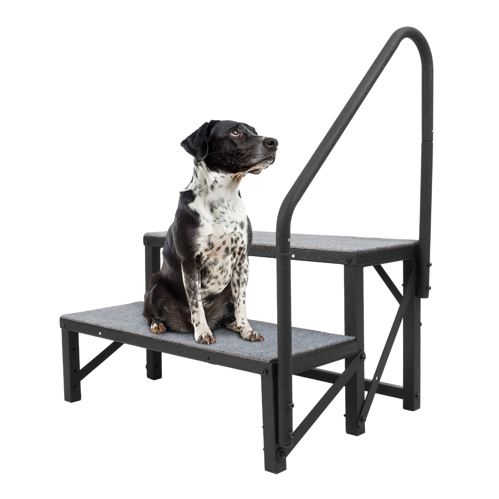 2 Steps Ladder RV Step w/Handrail For Trailer Travel Camper Mobile Home Stairs