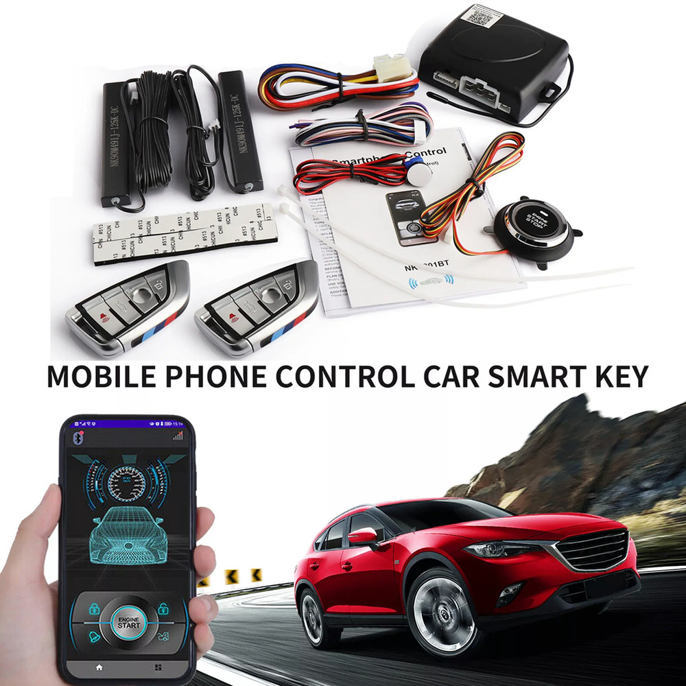 Remote Car Keyless Entry Engine Start Alarm System Push Button Starter Stop App