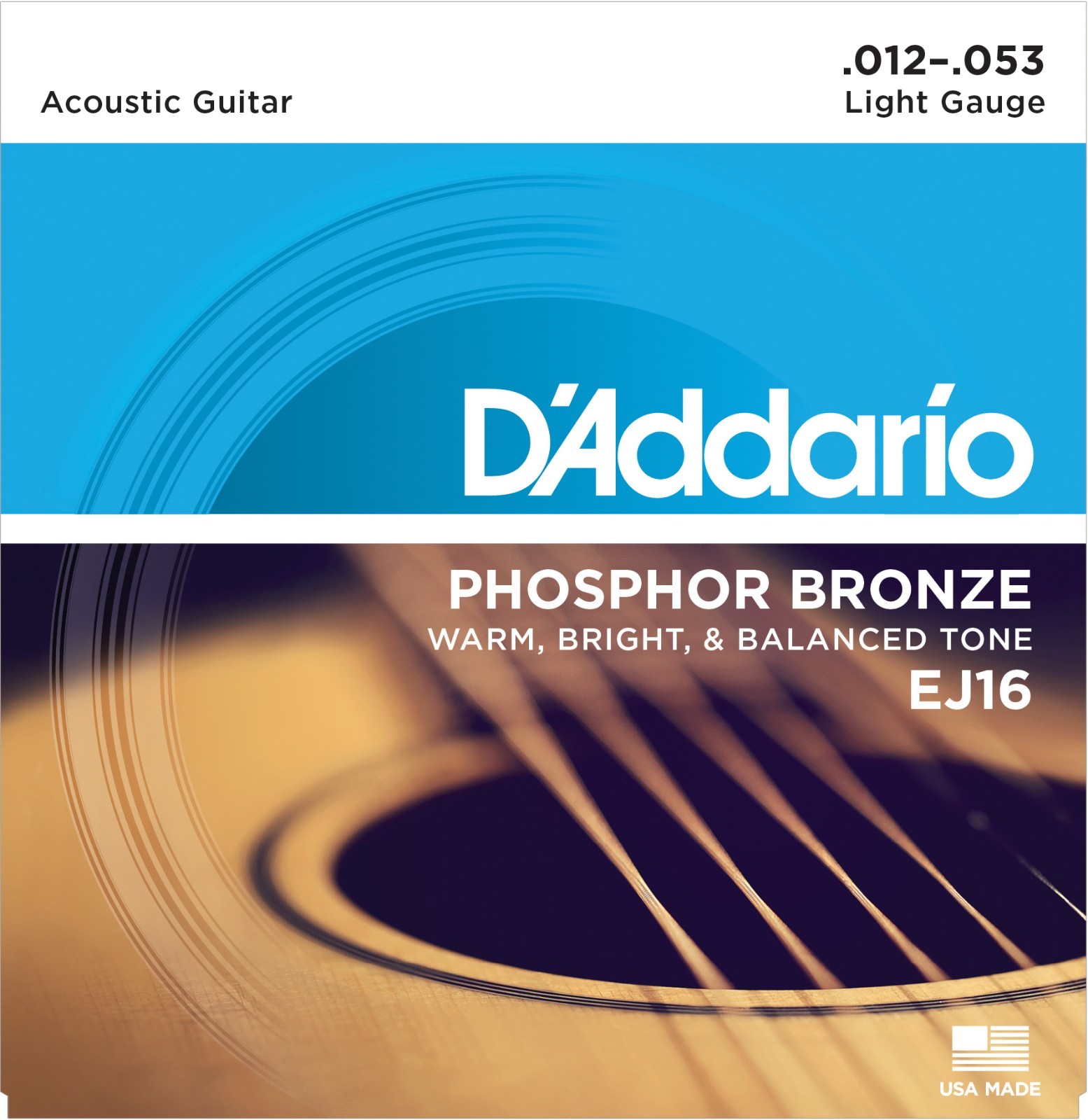 D'Addario EJ16 12-53 Light Phosphor Bronze Acoustic Guitar Strings