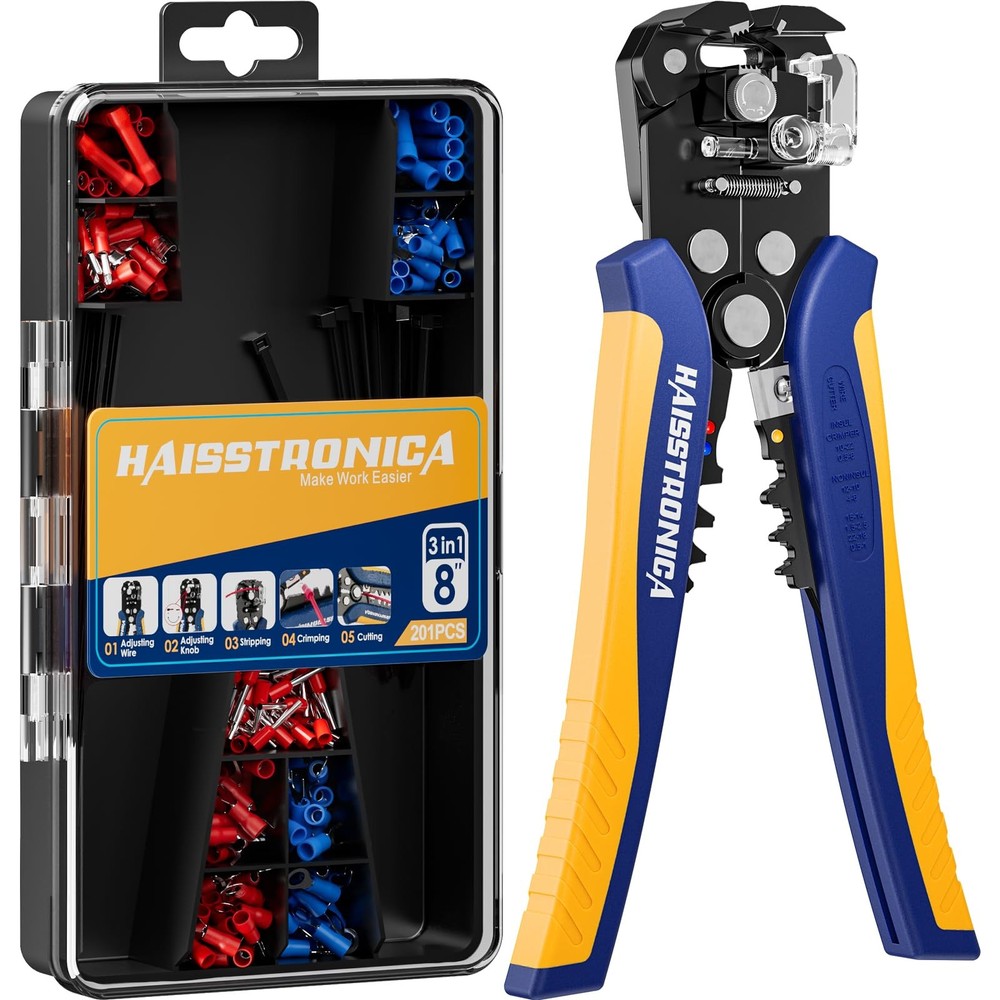 haisstronica 201PCS Wire Stripper Kit - Automatic Blue and Yellow