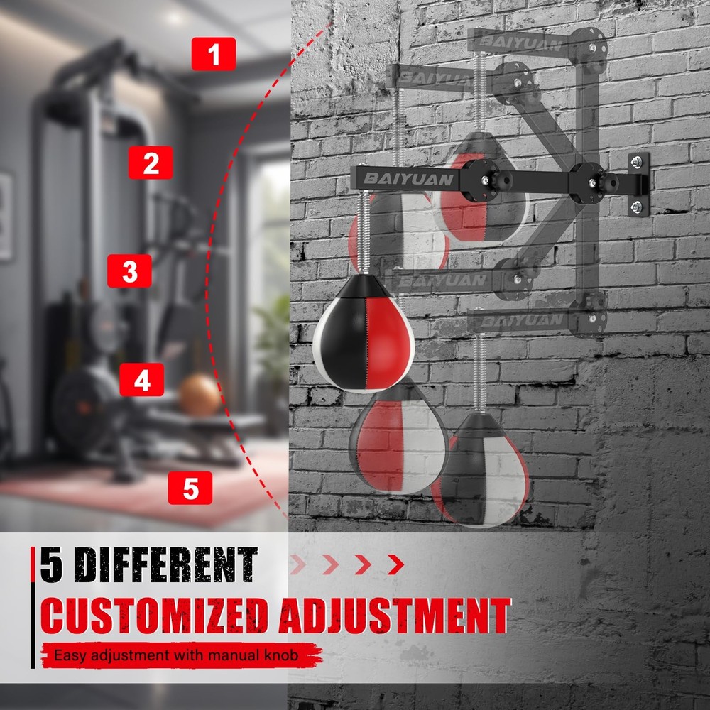 Adjustable Speed Bag for Boxing - Wall Mount Punching Bag Height Adjustable B