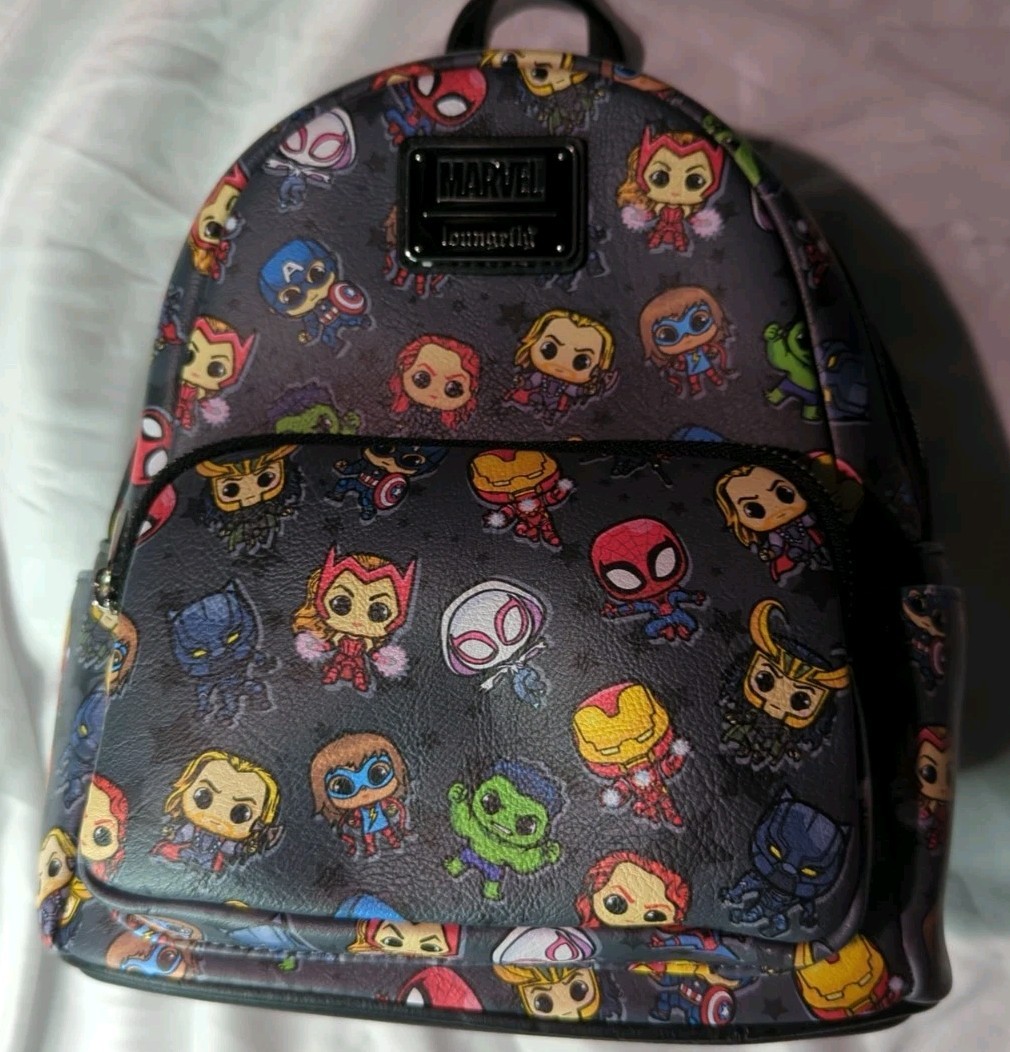 Loungefly Marvel Mini Backpack Avengers Chibi All Over Print NWT Spider-Man Iron