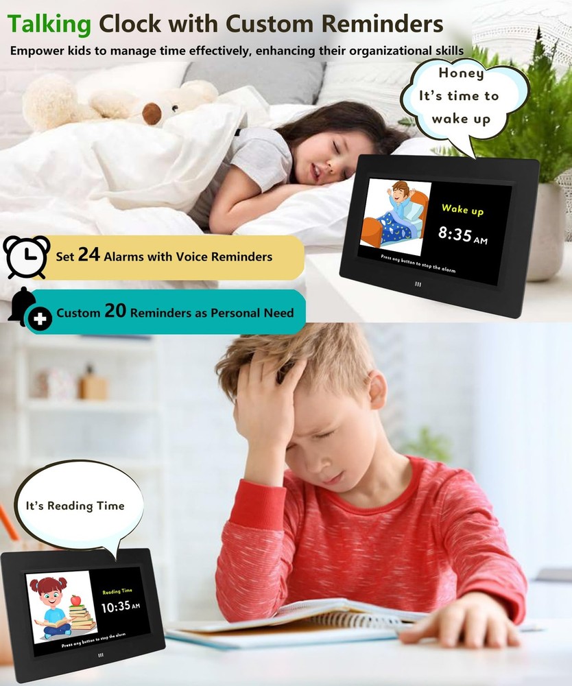2025 Digital Teaching Clock Talking Time, 24 Alarms Custom Reminders, Checkli...