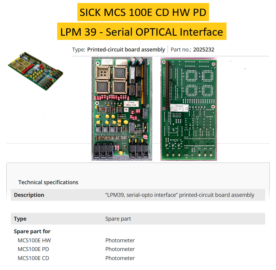 SICK MCS 100E CD HW PD Serial OPTICAL Interface module LPM 39