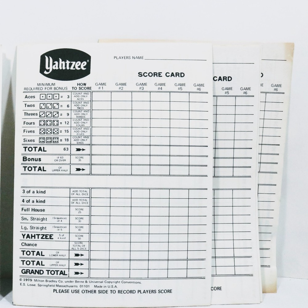Vintage Game Yahtzee 1975
