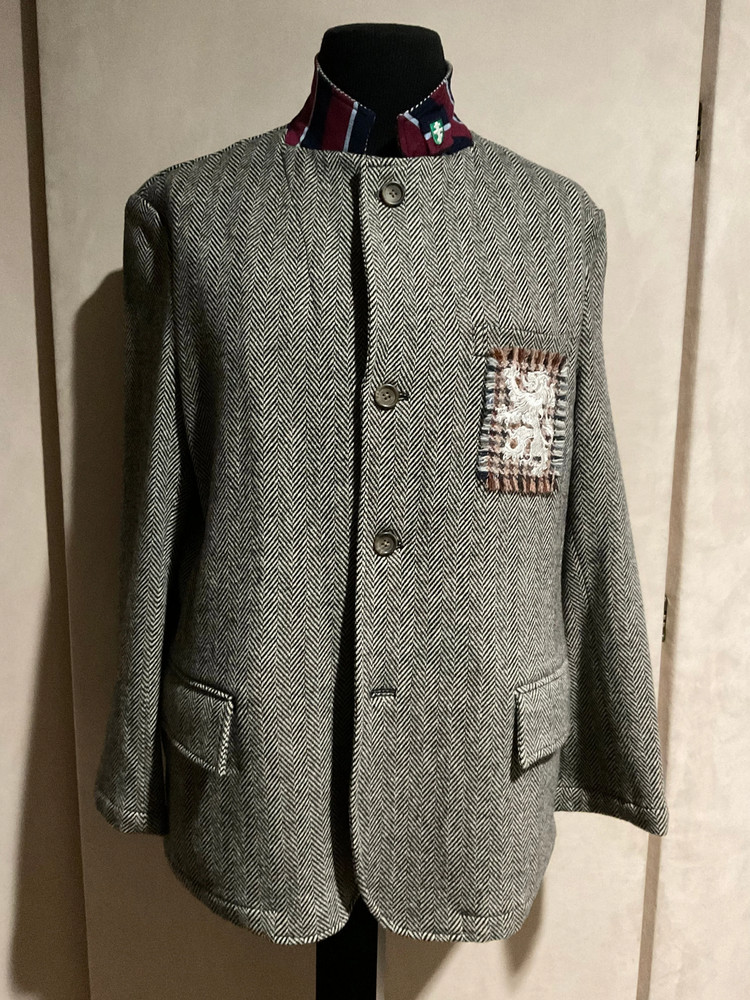 R P SPORT JACKET / BLACK & GREY WOOL HERRINGBONE / MEDIUM