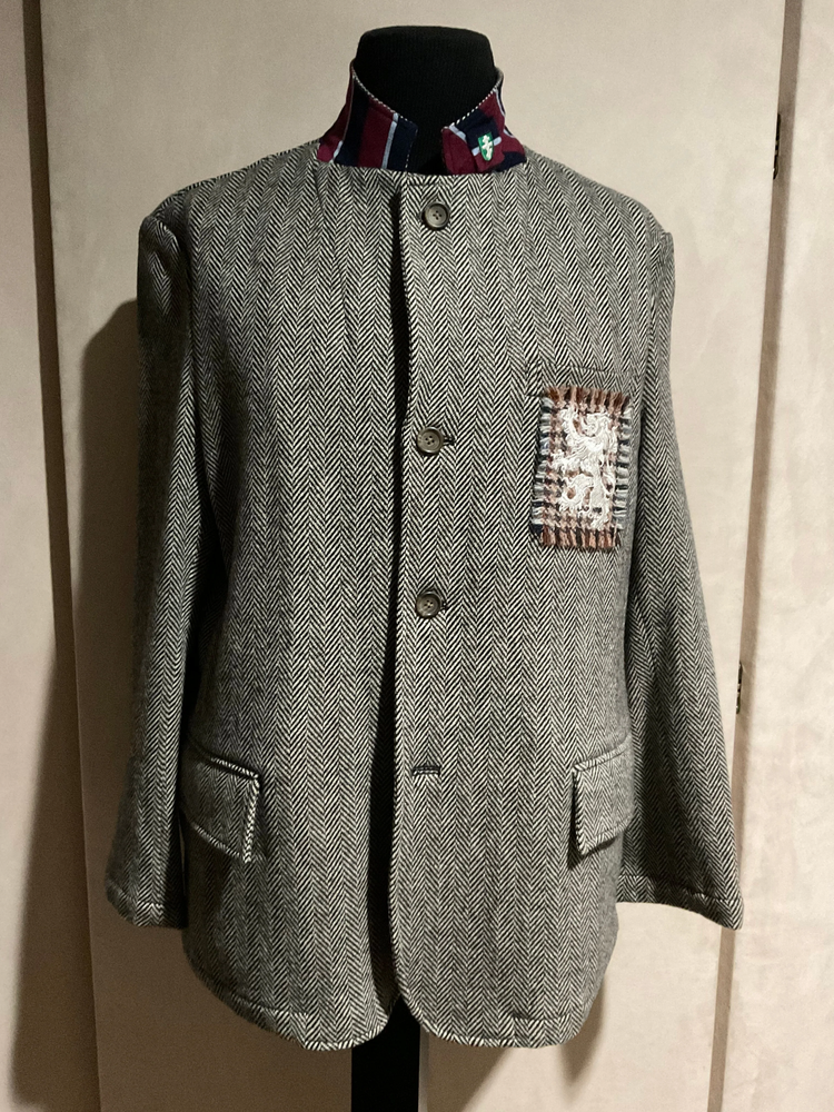 R P SPORT JACKET / BLACK & GREY WOOL HERRINGBONE / MEDIUM