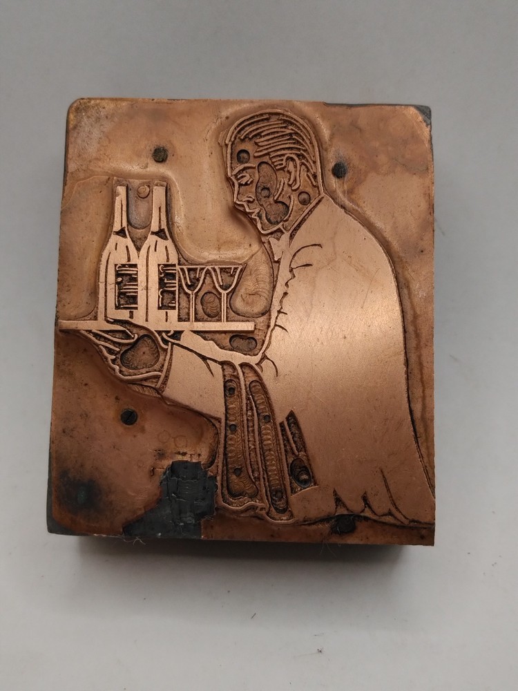 Printing Letterpress Printers Block Man Serving Drinks