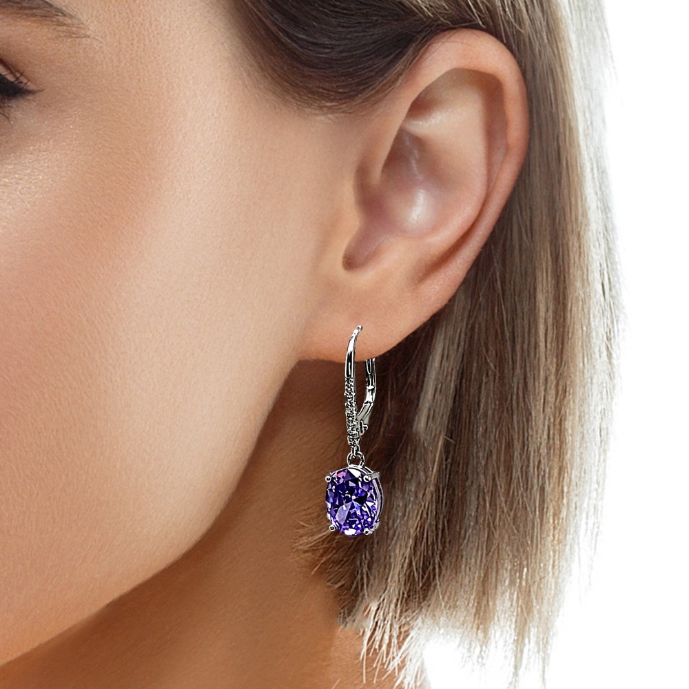 Alexandrite Dangling Laver-Back Earrings .925 Sterling Silver