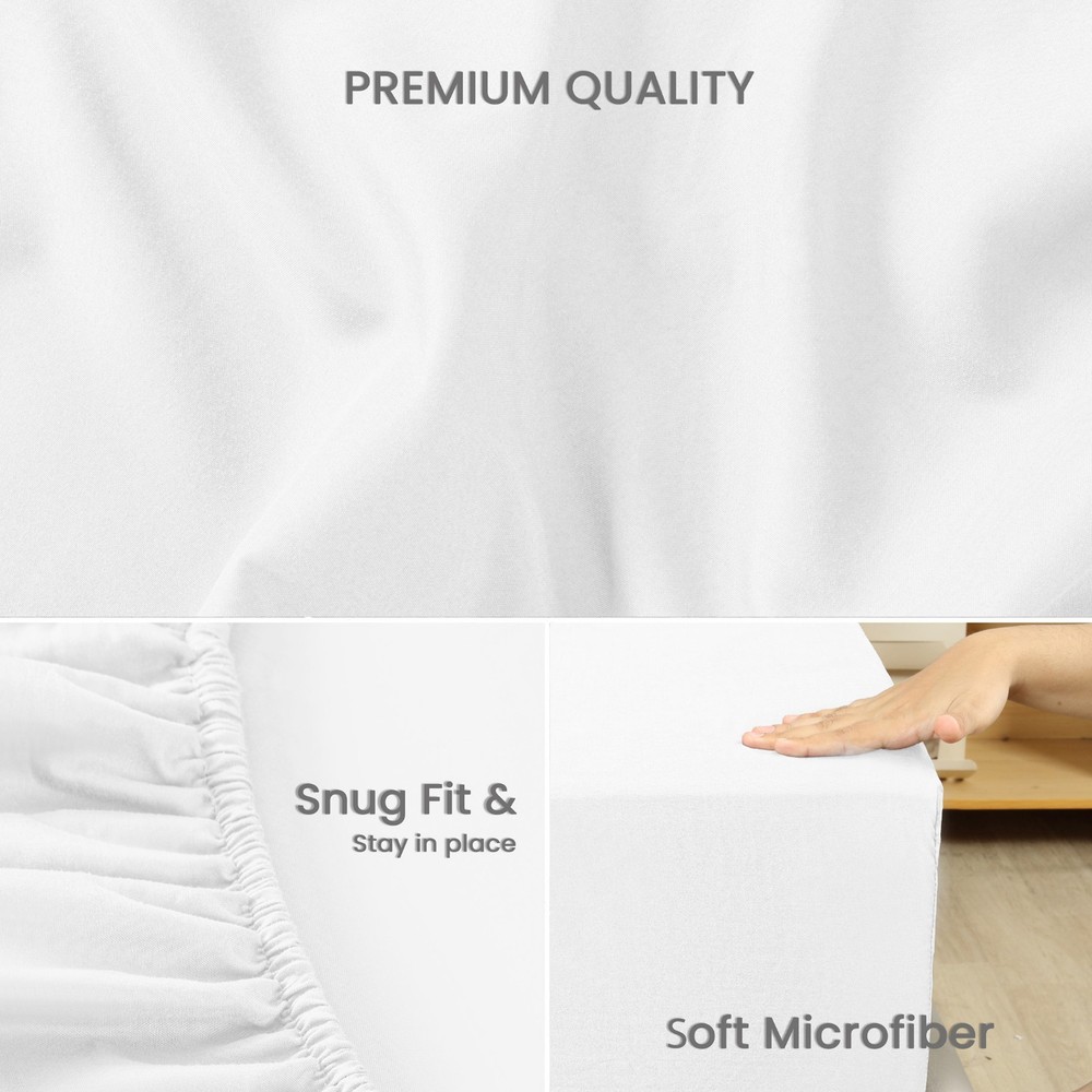 Hotel Quality Bed Sheets Bulk Packs, White Flat Sheets Deep Pocket Fitted Sheet