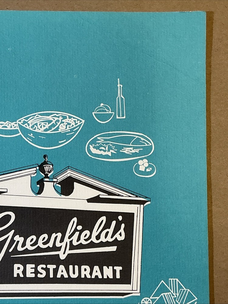 Vintage Greenfields Restaurant Menu INV-P0594