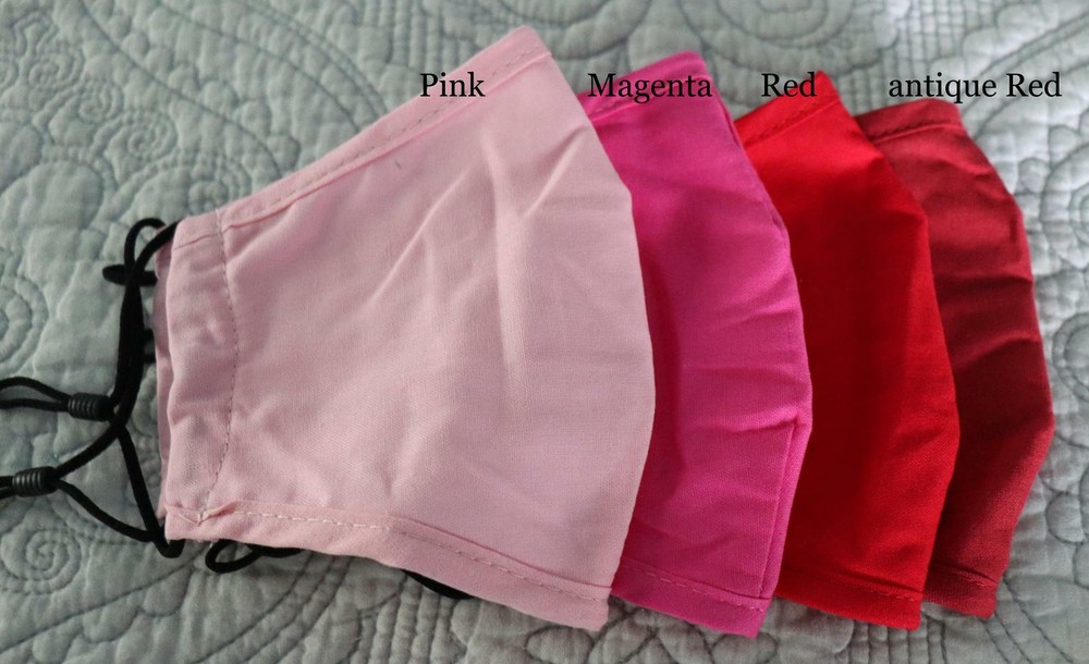 Face Mask with filter pocket 100% Cotton, Washable Reusable nose wire & ear loop