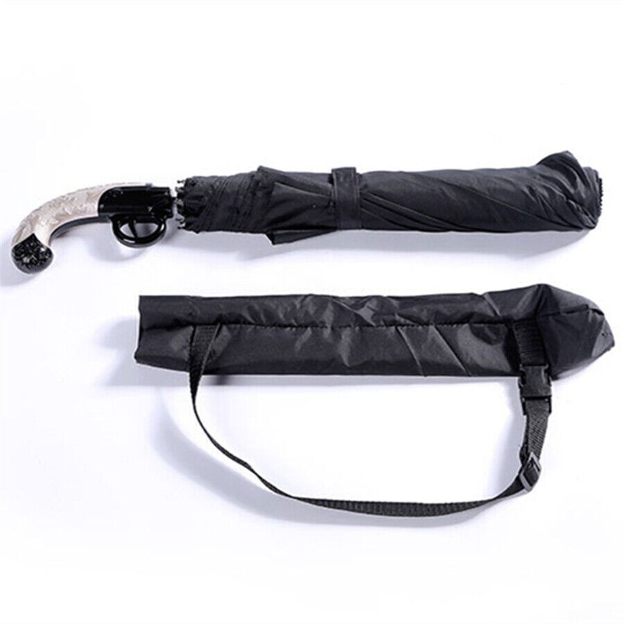 Classical Gun Handle Automatic Umbrella Black Two Fold Sun Rain Umbrella Gear